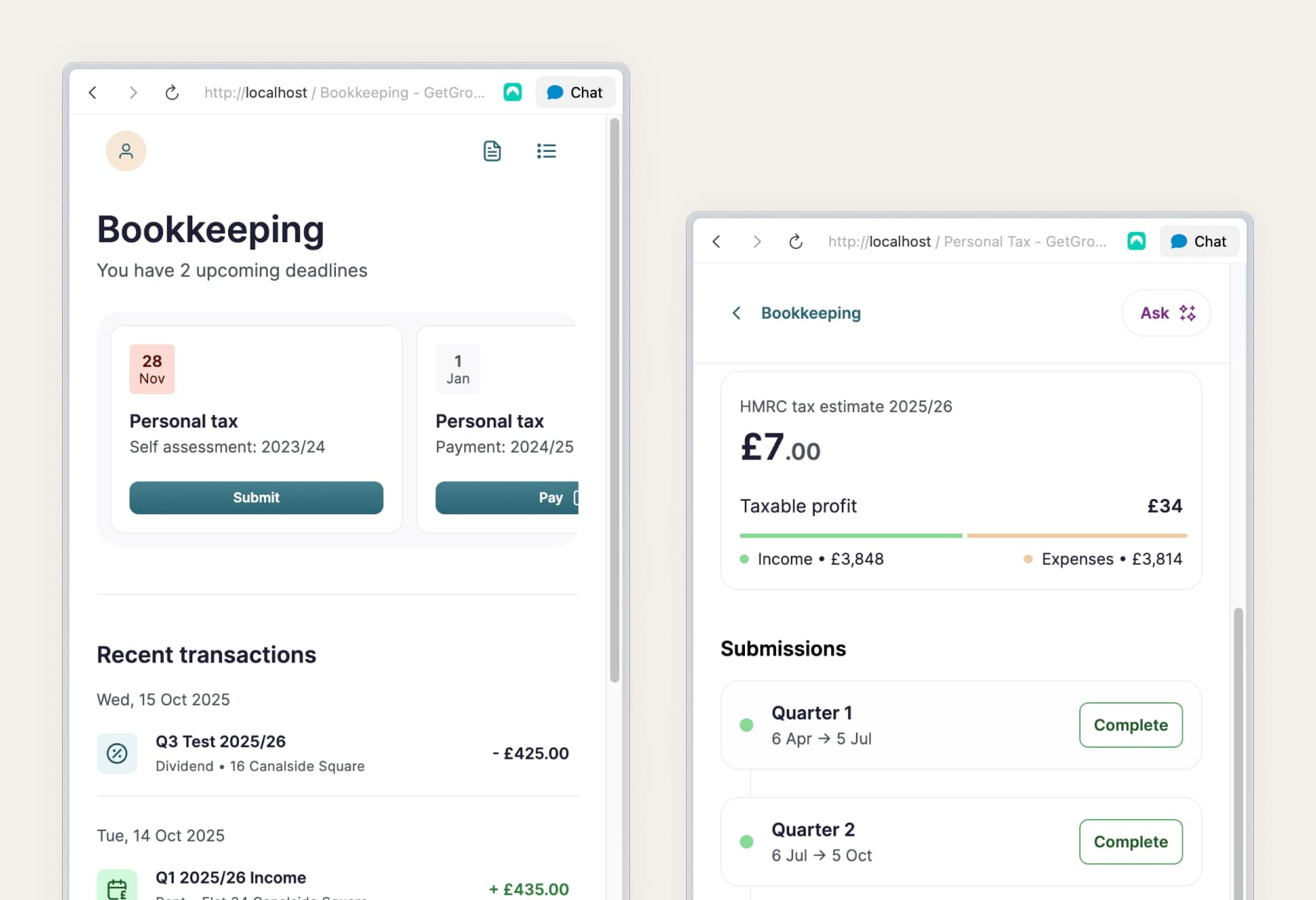 Mobile view of the codebase UI