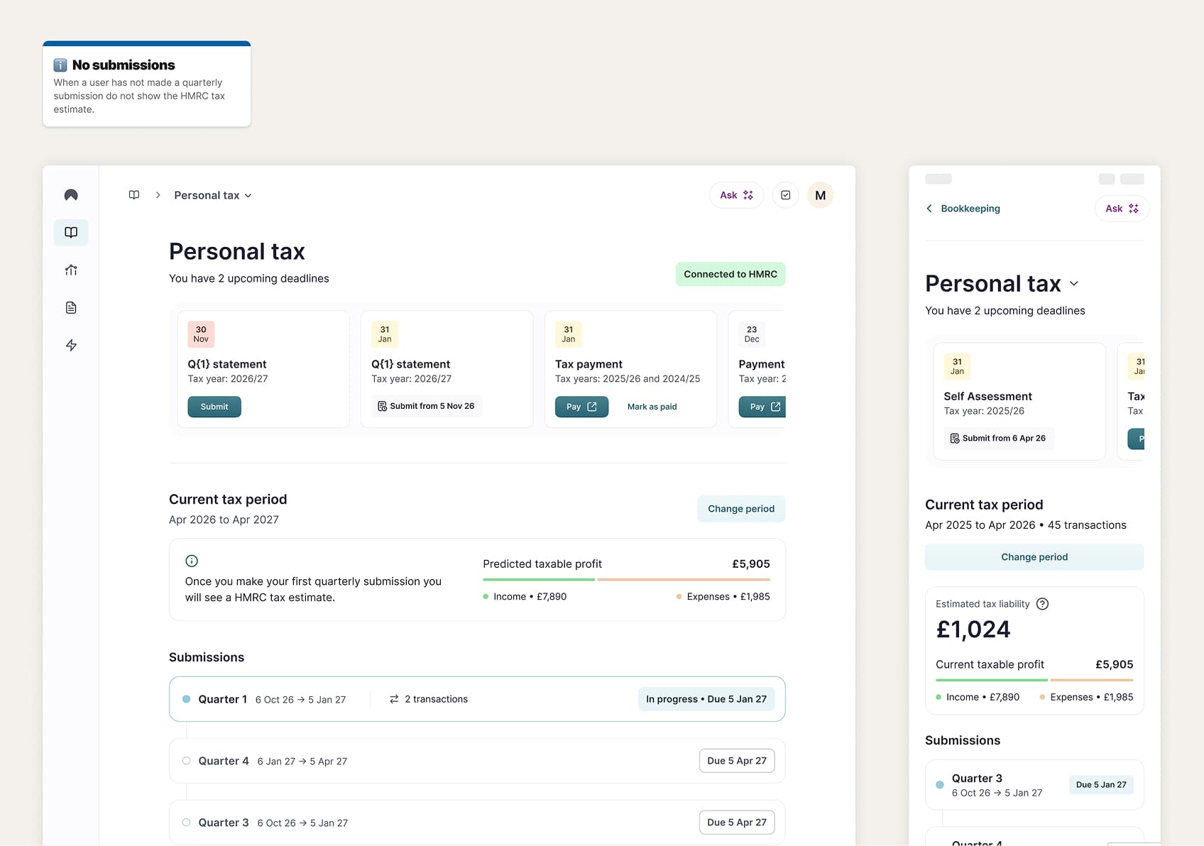 Figma library and supplementary bookkeeping screens
