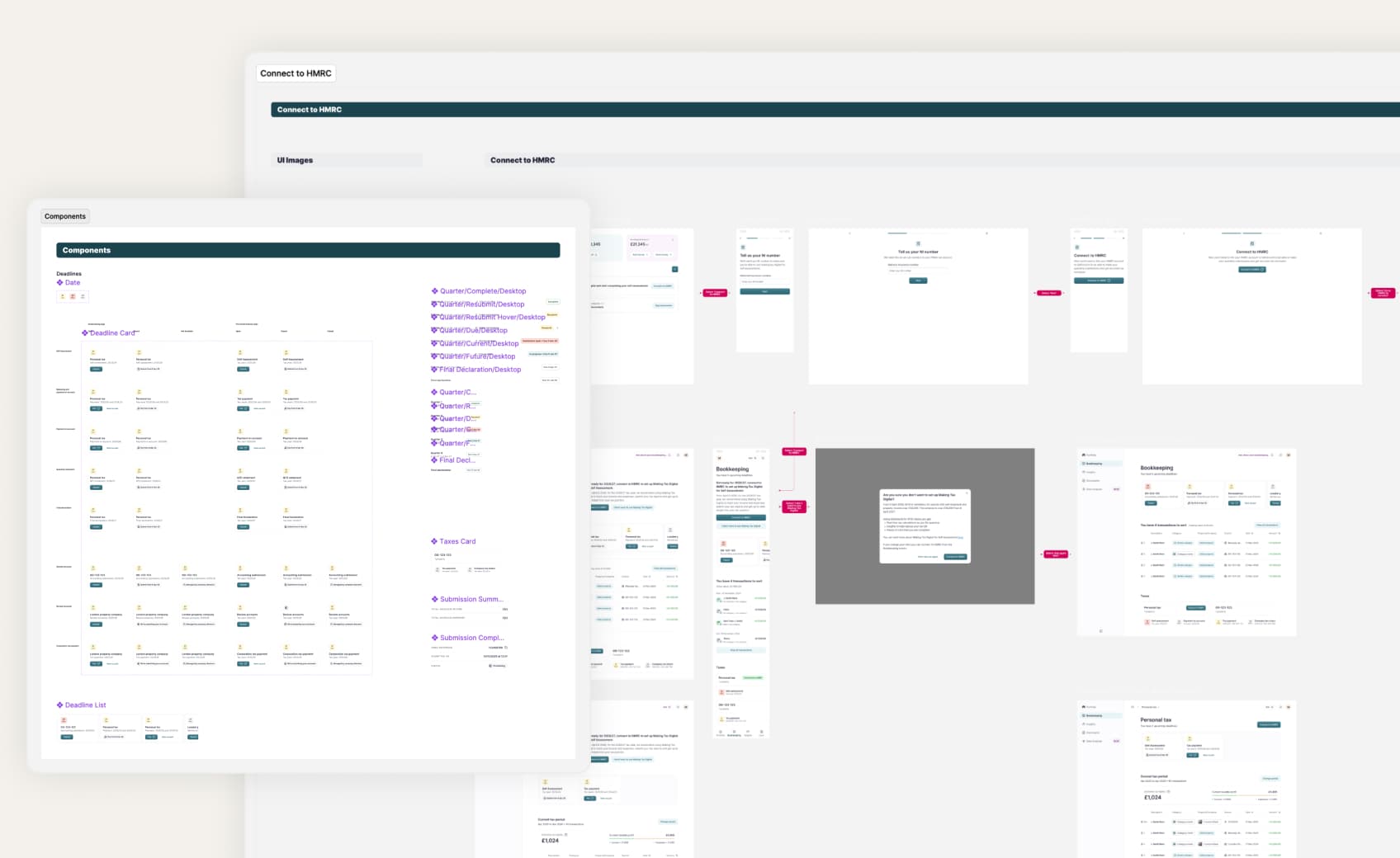 Figma specifications for bookkeeping flows and components