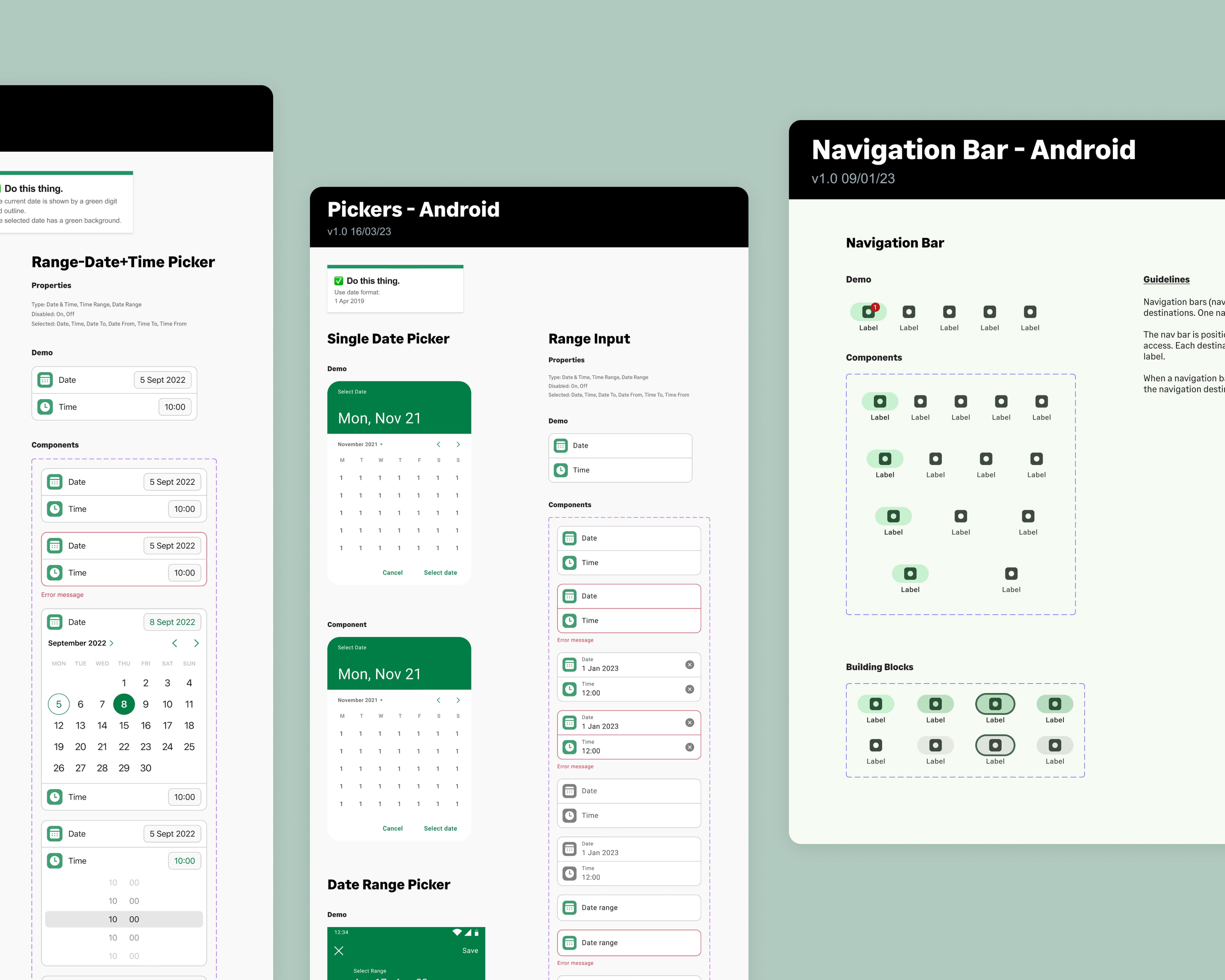 Sage Design System overview showing components, navigation, and design tokens