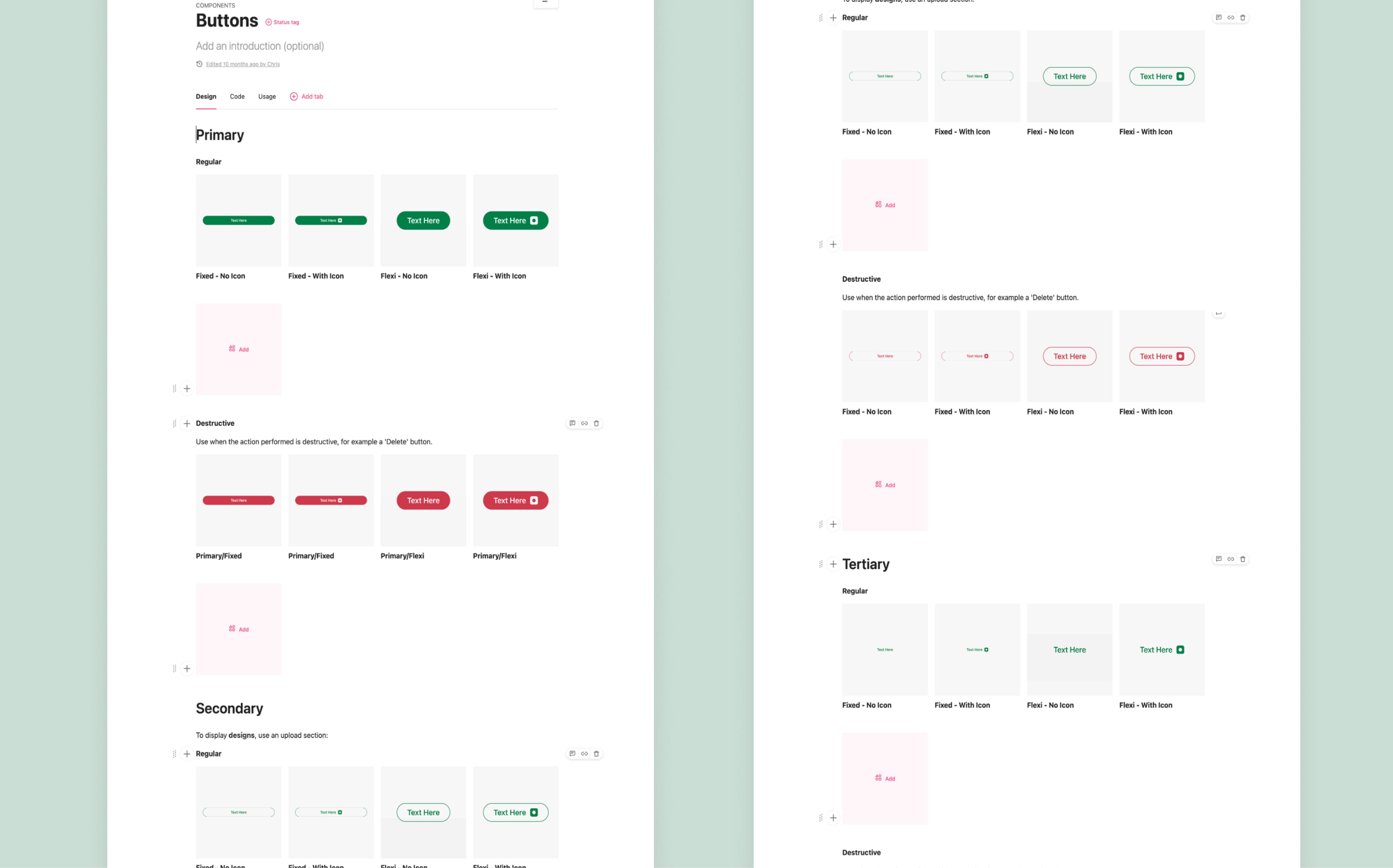 Documentation platforms showing Figma and Zeroheight implementation