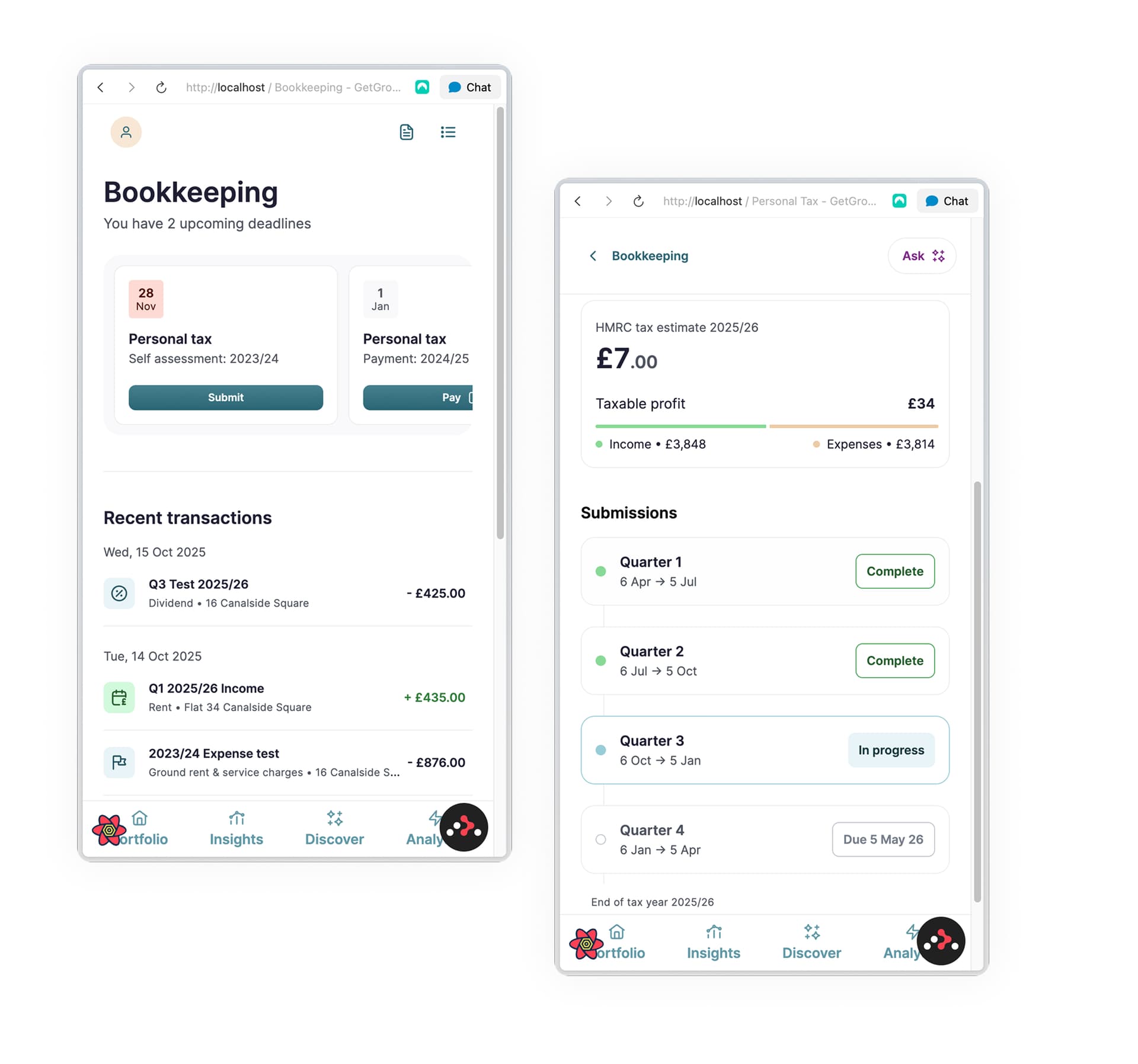 Mobile view of the codebase UI