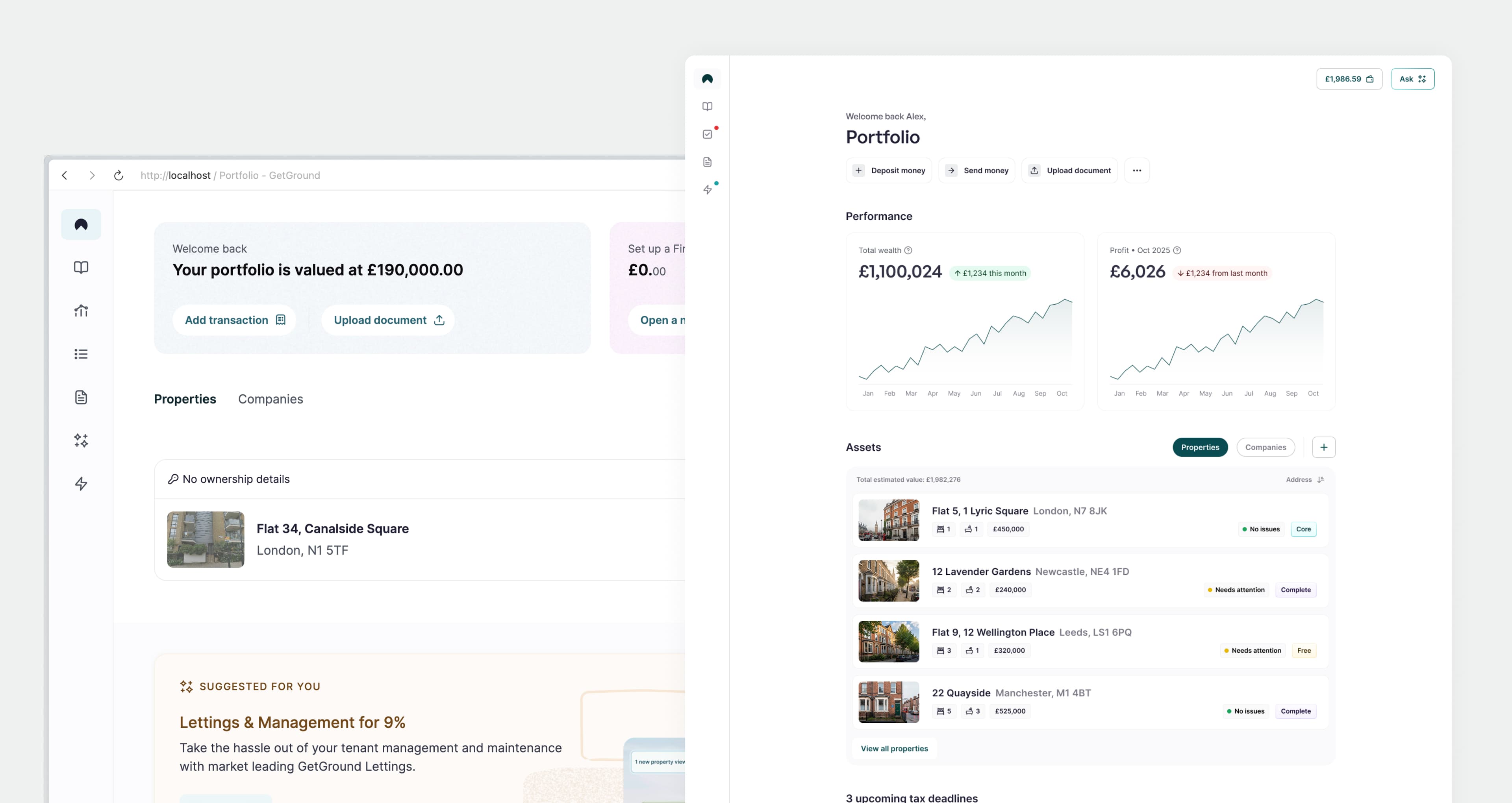 Portfolio page UI refresh showing the new dashboard design
