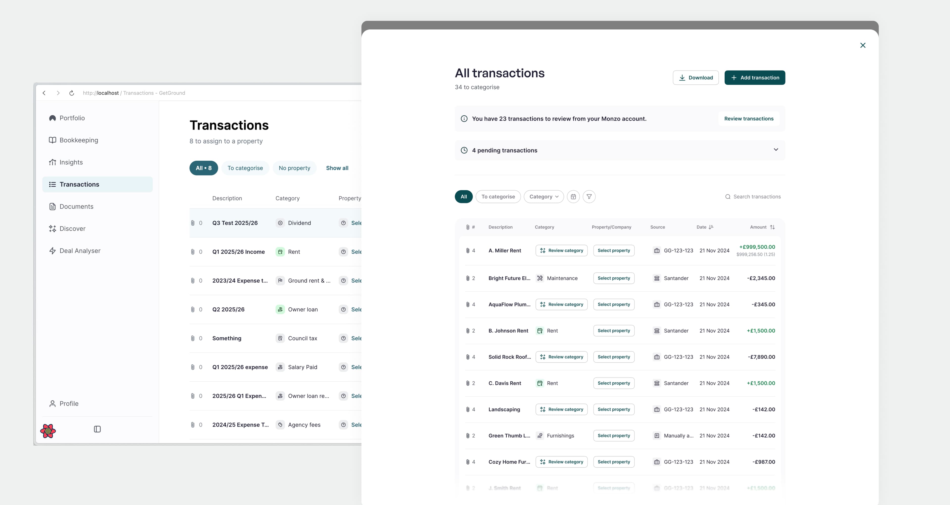 Transactions screen UI refresh