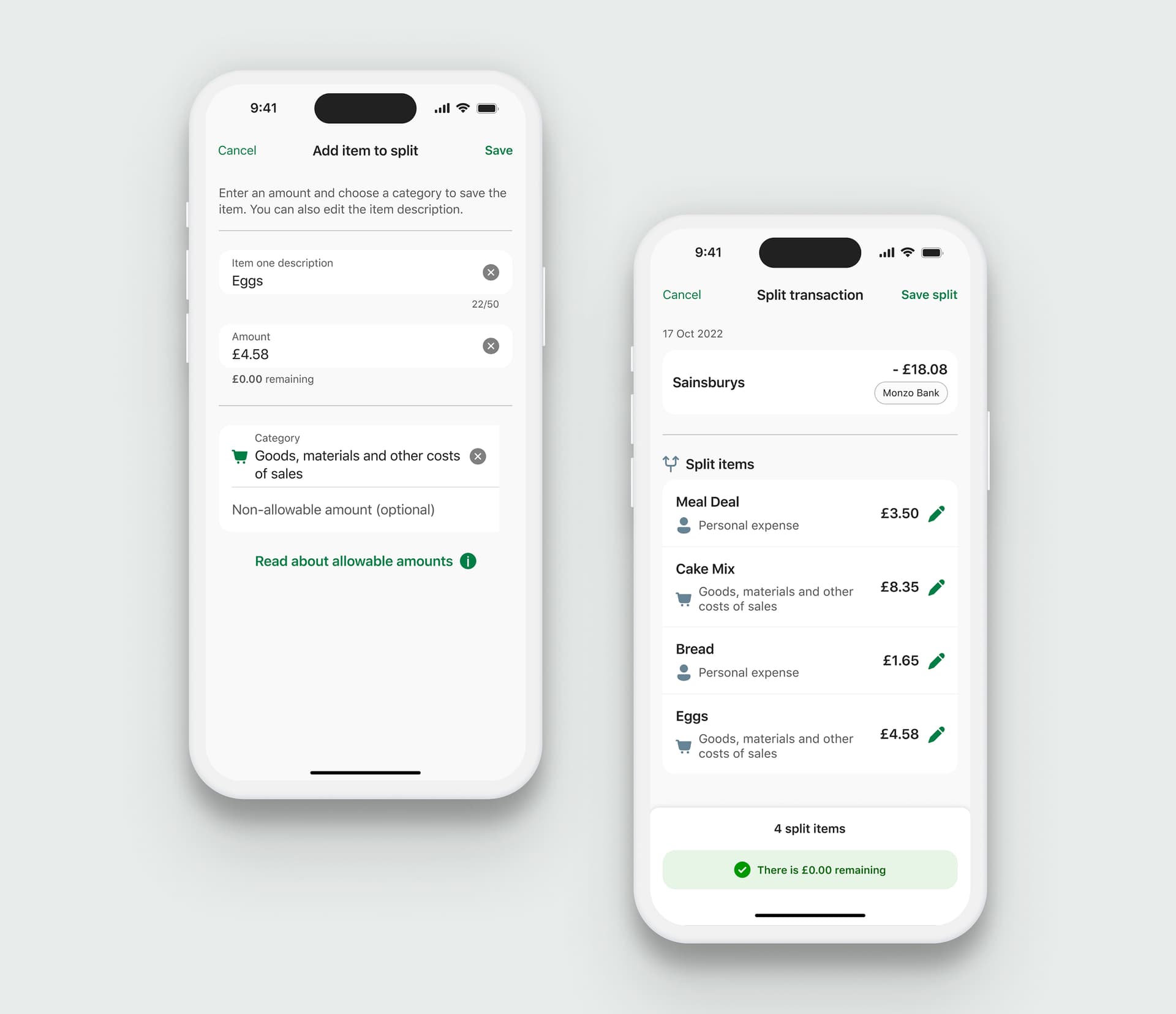 Add Split happy paths iOS user flow