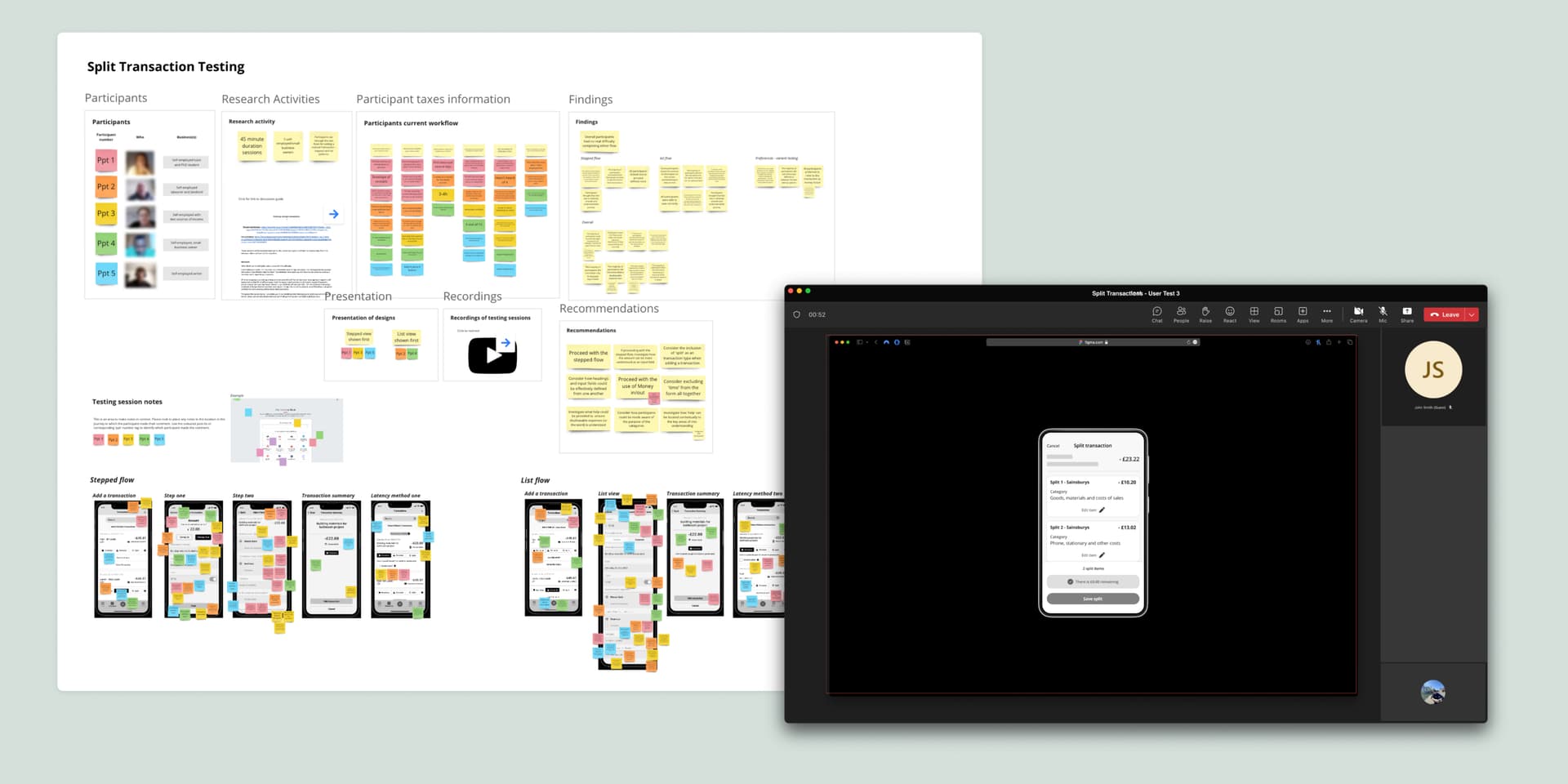 User testing sessions with sole traders
