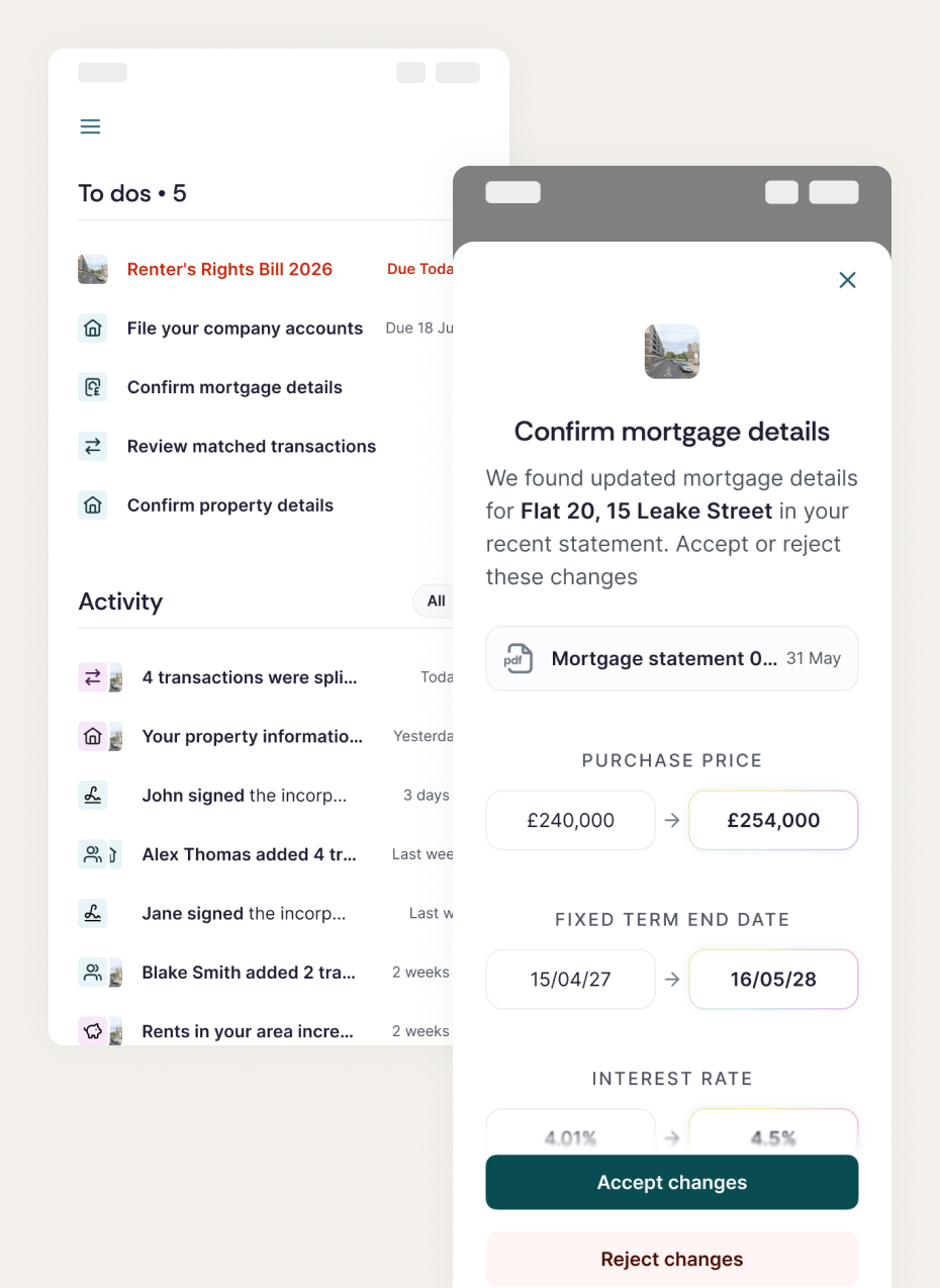 Mobile Inbox framework showing to-dos, activity feed, and mortgage details review